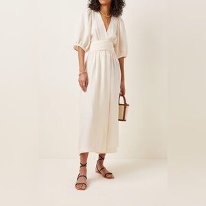 THREE GRACES LONDON Fiona Dress Ivory Linen